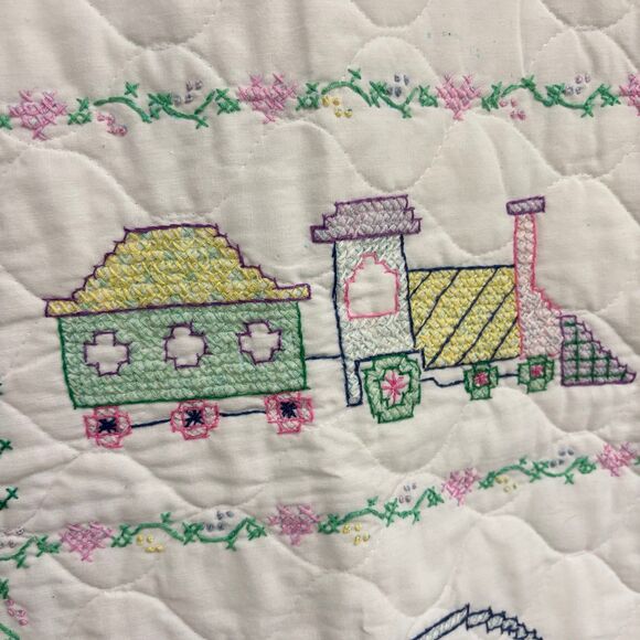 Vintage Cross Stitch Now I Lay Me Down To Sleep Wall Hanging Quilted Blanket - Picture 7 of 12